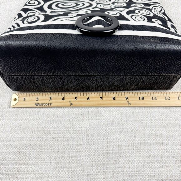 Pee Dee Bee Designes Bag Purse Black White Ribbon Detail 12”x 10” x 5” Handbag - Picture 10 of 13